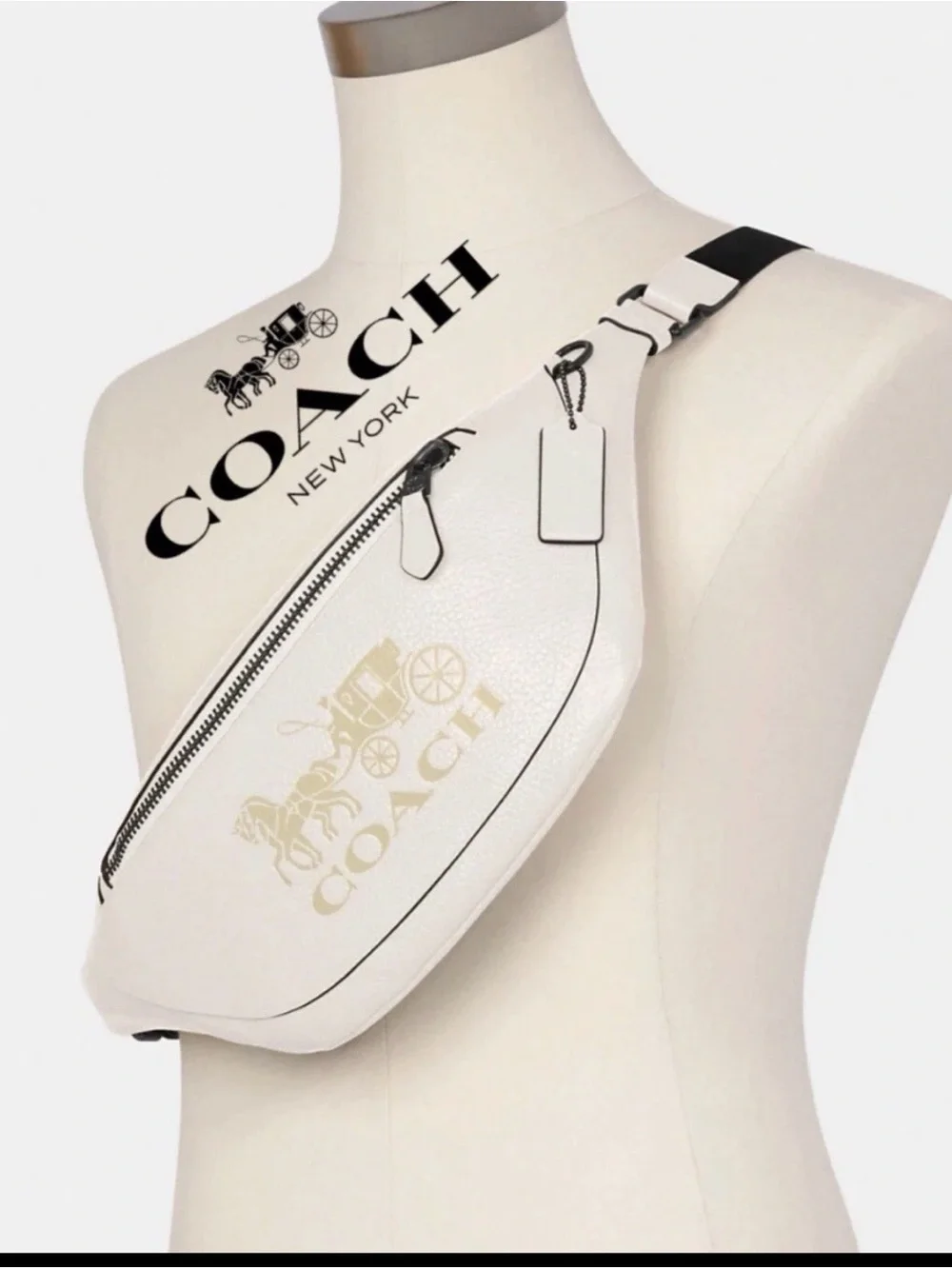 Coach Men Gunmetal/Chalk Warren Horse And Carriage Leather Belt Bag (C4137)